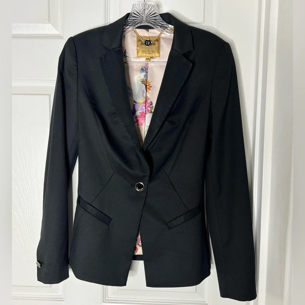 Ted Baker Wool Blend Women's Black Blazer Sz 0